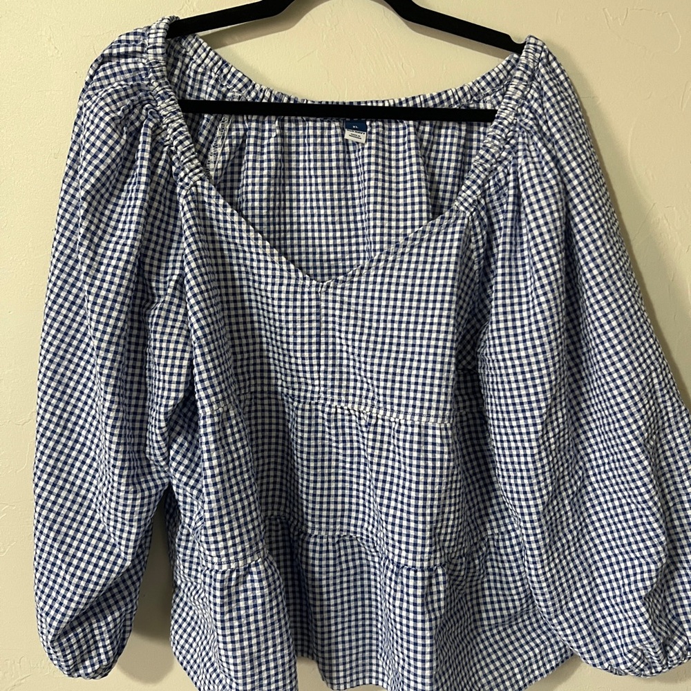 Old Navy Blue Checkered Women's Blouse